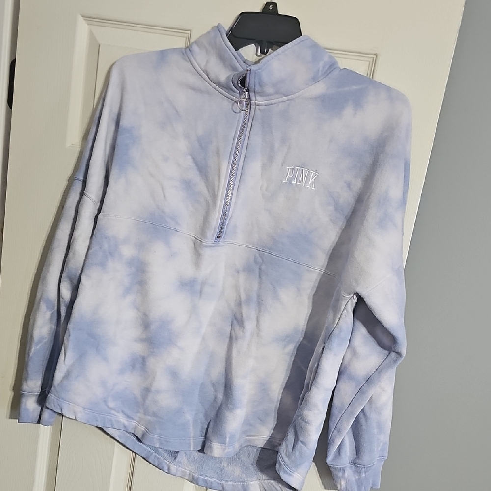 Pink Tie-Dye Quarter-Zip Pullover